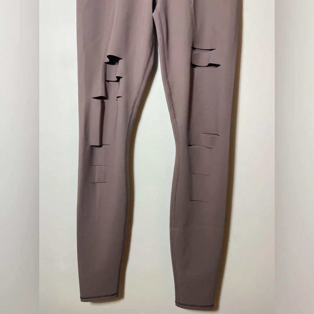 ALO Yoga Size S High Waist Ripped Warrior Distressed Leggings in Beige New